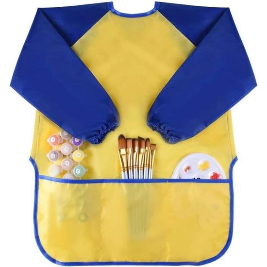 Tablier Peinture Enfant 3 Ans Fille Tablier Enfant REEKNOKOL 3-8 Ans - Manches Longues, Imperméable, Avec Poches, Pour Peinture Et Cuisine Protection Vêtements Cuisine