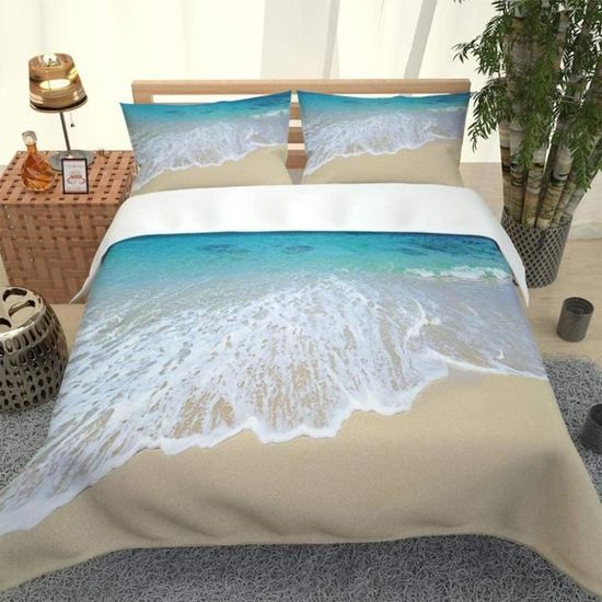 YOSERHGO Parure De Lit Housse De Couette Les Vagues De La Mer - Coton Pour Lit King Size