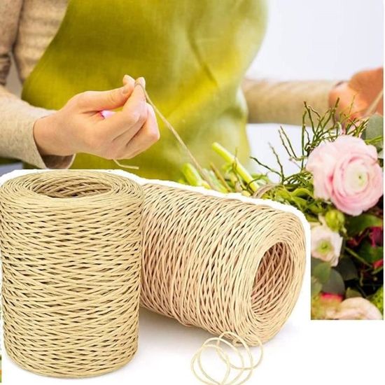 40M Ficelle De Jute Avec Feuilles Vertes, Corde De Jute