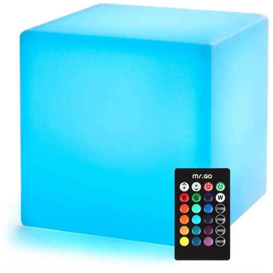 MR.GO 8" Rechargeable Veilleuse LED Cube Lumineux Couleur Changeante Lampe D 'ambiance Avec Télécommande, 16 RGB Couleurs, Dimmable Lampe De Chevet Pour Accueil Décoration Et Éclairage - 6