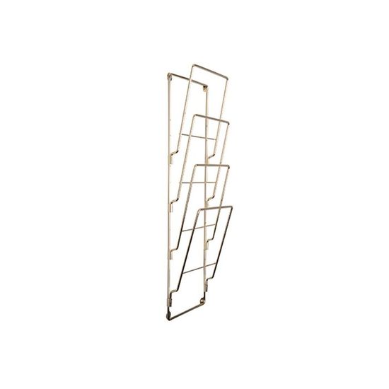 Porte-revues Mural 4 Compartiments En Métal Gris Chrome - Dimensions H60 X L19 X P8 Cm