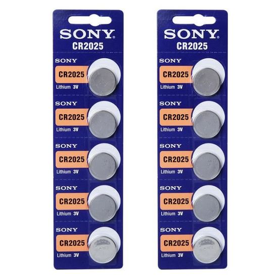 SONY CR2025 3V Lithium Battery 2PACK X (5PCS) =10 Single Use Batteries