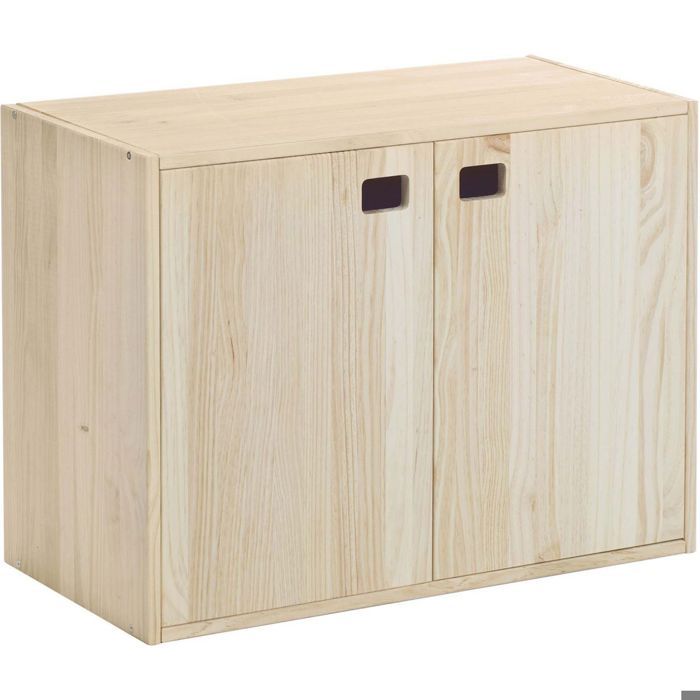 Armoire en pin brut 2 portes 3 tablettes Dinamic