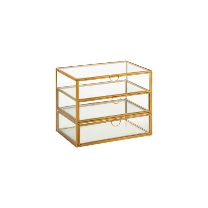 Boîtes & petits rangements - Boîte à 3 tiroirs - L 18 x l 12 x H 15 cm - Verre 18 cm
