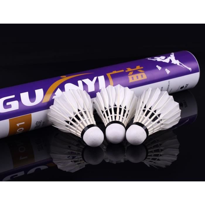 Lot de 12 Volants de Badminton en Plumes d'oie pour entraînement en intérieur et en extérieur