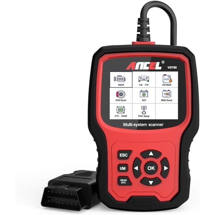 ANCEL VD700 Lecteur de Code OBD2 Diagnostic du Tout Système pour Véhicules VAG Volkswagen Audi Seat Skoda Scanner OBD Rémise à Zéro