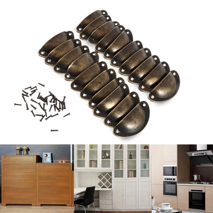 20 PCS Rétro En Métal Cuisine Armoire à Tiroirs Poignée De Porte Meubles Boutons Hardware Placard Antique En Laiton Shell Tirez