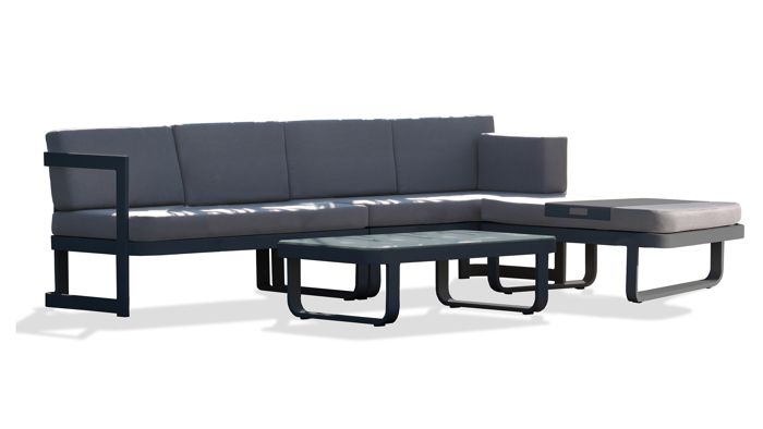 DCB GARDEN Salon d'angle Barcelona en aluminium - 6 places - Gris anthracite