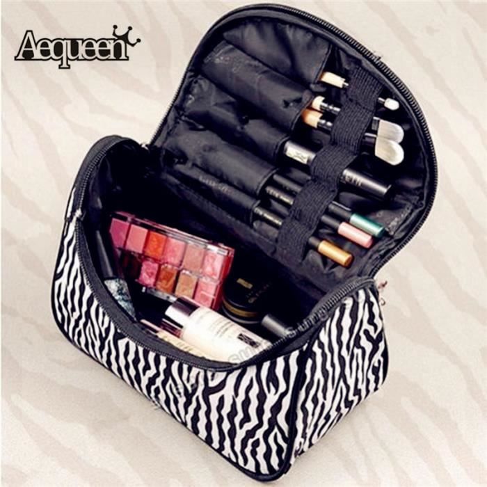 AEQUEEN sac Trousse de maquillage zèbre cosmétique toilette pinceaux rangement pochette