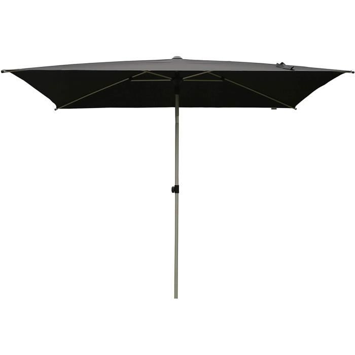 PARASOL SORARA Porto Parasol de Jardin Exterieur - Noir - 300 x 200 cm (3 x 2 m) - Rectangulaire - Mécanisme Push-up (Pie10
