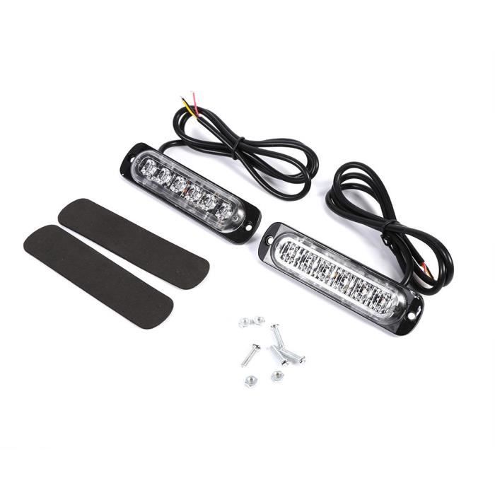 Zerodis Lampe stroboscopique d'avertissement d'urgence 2pcs 12V 6 LED Feux Stroboscopique d'Avertissement d'Urgence de Camion