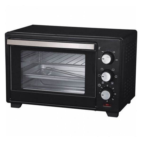 Mini Four Electrique à convection posable en acier inoxydable, Fonction grill, Pâtisserie, Contenance: 25 L, Thermostat, 1600 W Noir