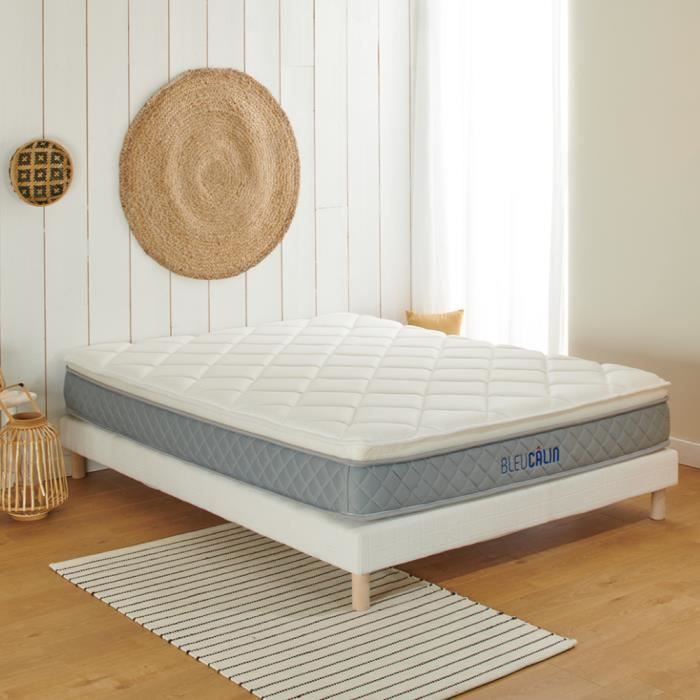 BLEU CALIN Matelas 140x190cm Le Confortable Premium - Mousse à mémoire de forme - Tissu 3D mesh nid d'abeille - 26 cm d'épaisseur