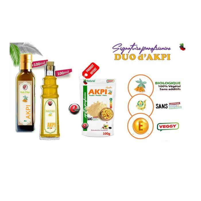Kit Prestige : 2X 100ml d'Huile d'Akpi + 100g de poudre offerte