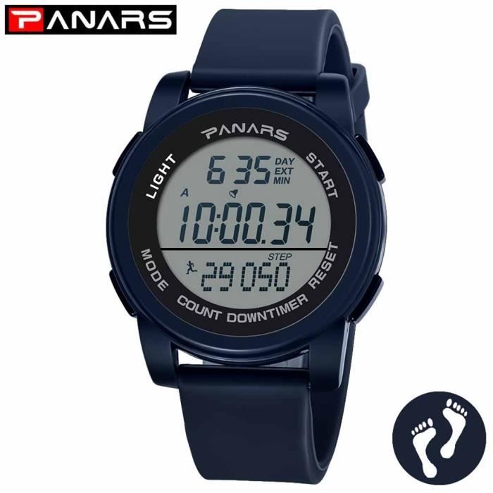 PANARS Mode étanche course Podomètre Montre sport électronique hommes BU
