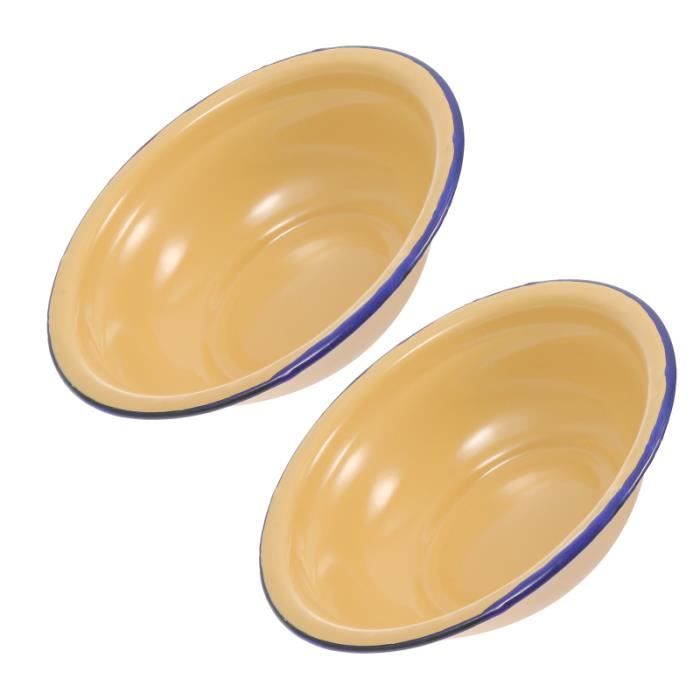2pcs Bassins d'Émail Vintage d'Épaisie Plaques de Soupe Vaisselle en Émail soupes en sachet deshydrate potages croutons