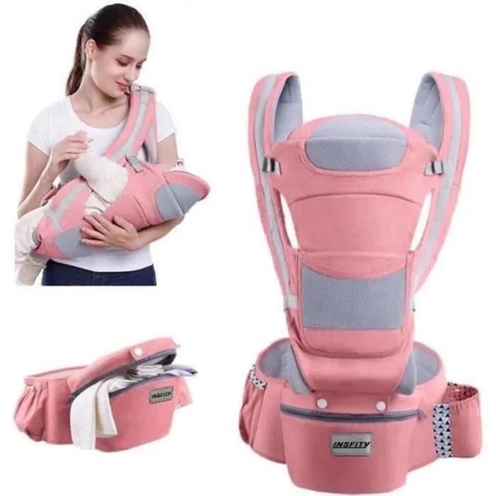 0-48 Mois Porte-bébé Multifonctionnel Ventral et Dorsal Voyage Facile Pour Les Bébés Doux Sécurité Pratique - Rose