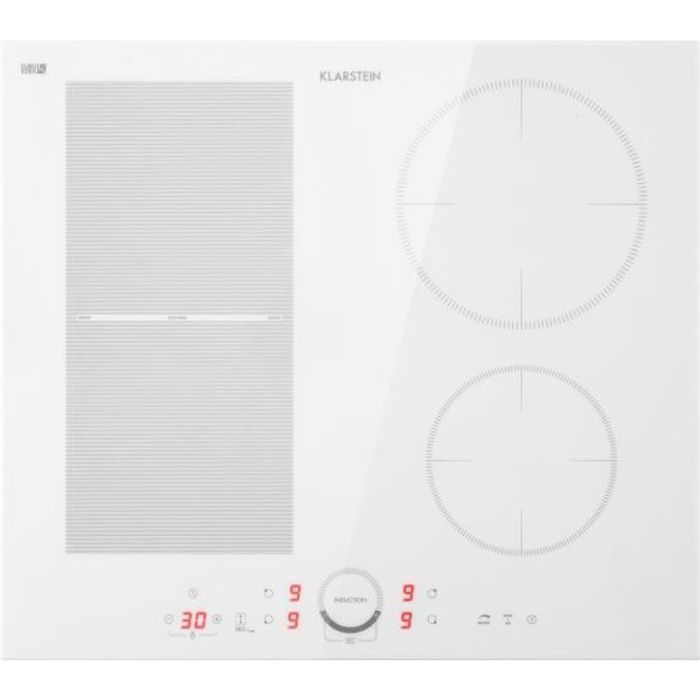 Plaque induction 4 feux encastrable - Klarstein - 60 cm - 7000 W - plaque de cuisson électrique - plaque vitrocéramique - blanc