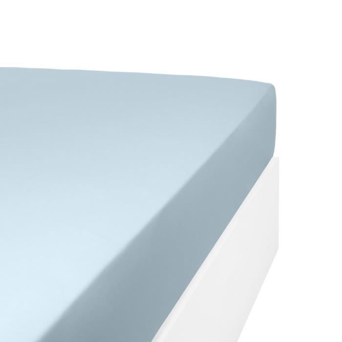 LINANDELLE - Drap housse uni coton Percale 200 fils DESIREE - Bleu - 200x200 cm