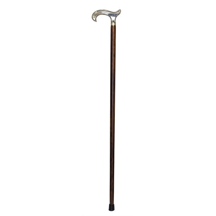 Canne NOVOLIFE NL-31010 - Poignée Derby en méthacrylate - Nacré brillant et hêtre foncé - Grande qualité - En bois