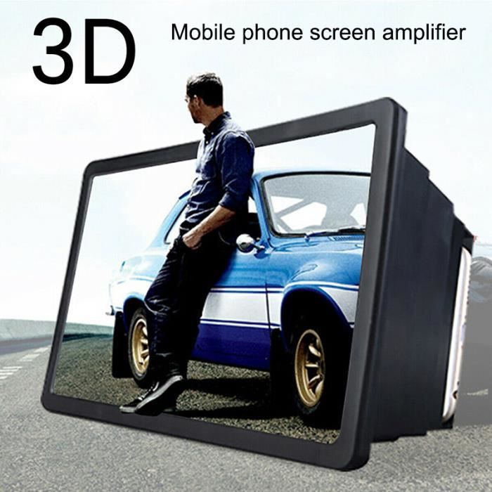 Agrandisseur d'Écran Loupe 3D Portable Élargie Amplificateur Vidéo Film HD Support Table pour Téléphones - NOIR