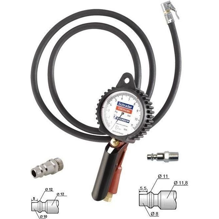 PISTOLET MANOMETRE POIGNEE de GONFLAGE EURODAINU et 2 EMBOUTS