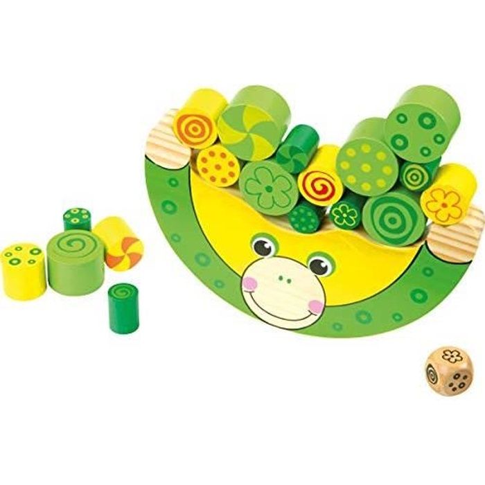Small foot 11058 Balancier Grenouille en bois, jeu éducatif, jouet de motricité et jeu d'équilibre en un, 3 ans - versio 1105