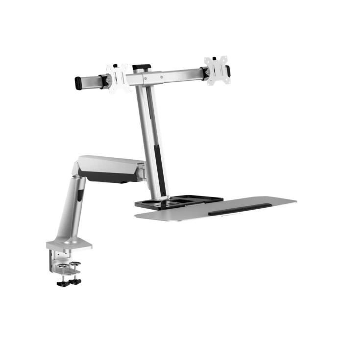 V7 DW1SSGSD-1E Poste de travail debout bi-écrans fixation bureau avec bras ressort à gaz