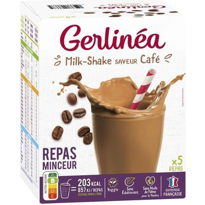 GERLINEA Milk Shake substitut de repas saveur café, 5 repas - 150 g