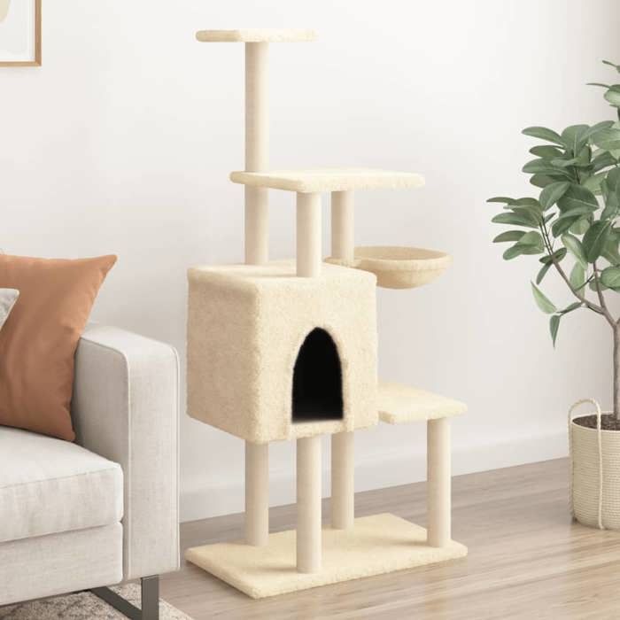 vidaXL Arbre à chat avec griffoirs en sisal Crème 131 cm 172127