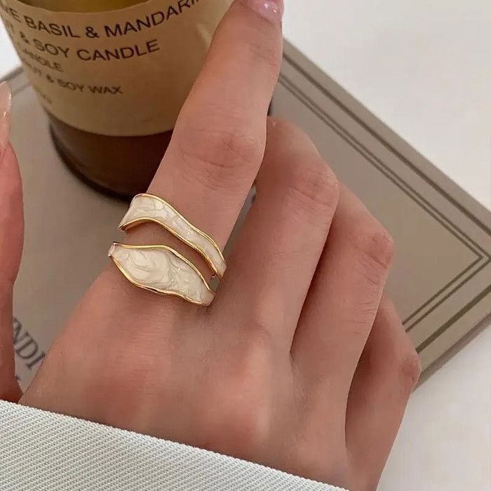 Bague ouverte rétro en or pour femme,bijoux de mariage,double goutte d ...