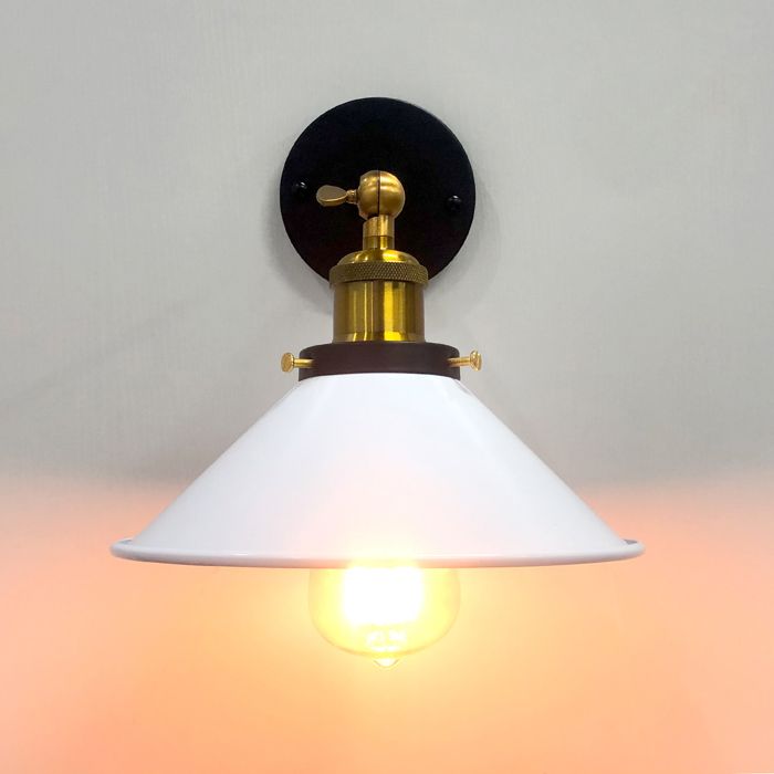 WOTTES Lot de 4 Applique Murale Industrielle Lampe de Plafond de Style Métal Rétro avec Rotation à 180 Degrés - Ø22cm Blanc