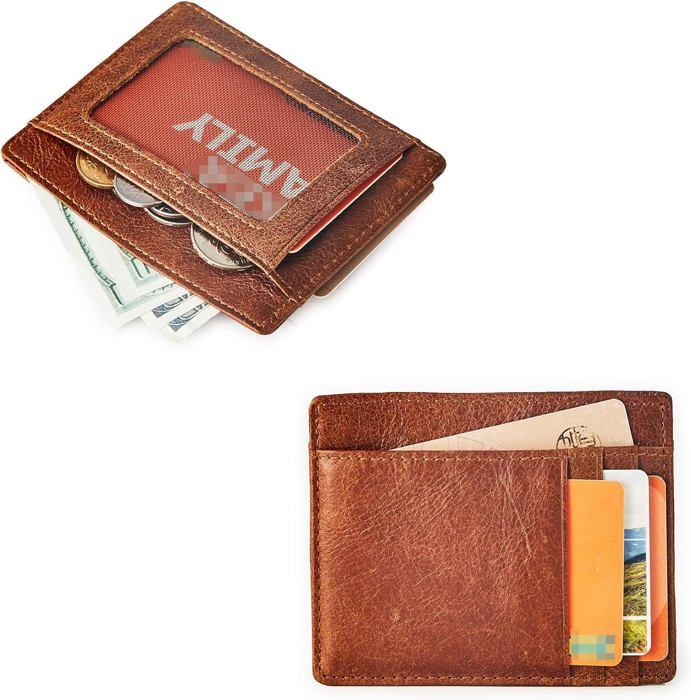 Portefeuille Homme Cuir Veritable Blocage RFID Rangement pour Pièces