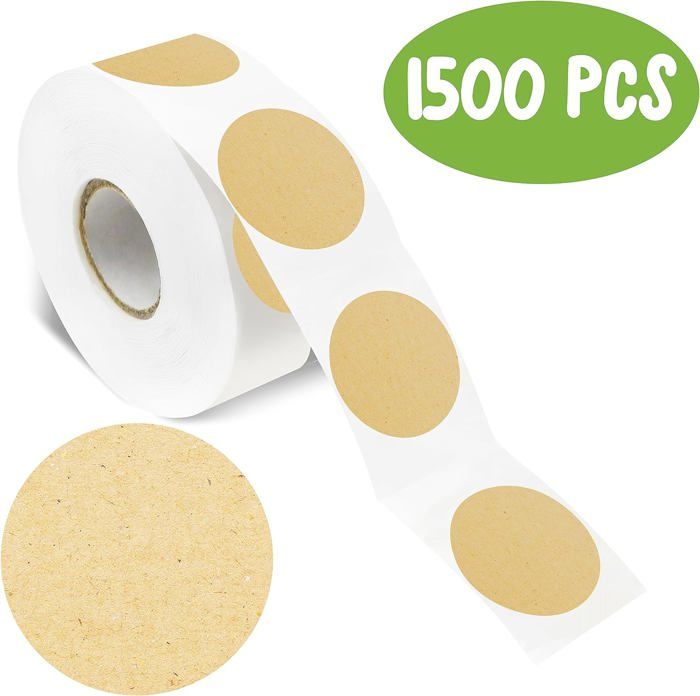 1500 Autocollants Kraft Marron Rond Blanc - Étiquettes Adhésives Perforées Pour Organisation Et Artisanat