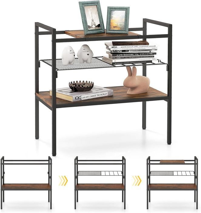 GIANTEX Porte-Serviettes sur Pied en Bois- 3 Barres et Étagère de Rangement Inférieure-pour Salle de Bain- 45x 22x 86 cm- Marron