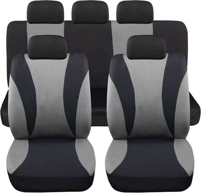 Lupex Shop - Housses de siège de voiture universelles modèle LS06 ensembles avant et arrière sans SUV couleur gris