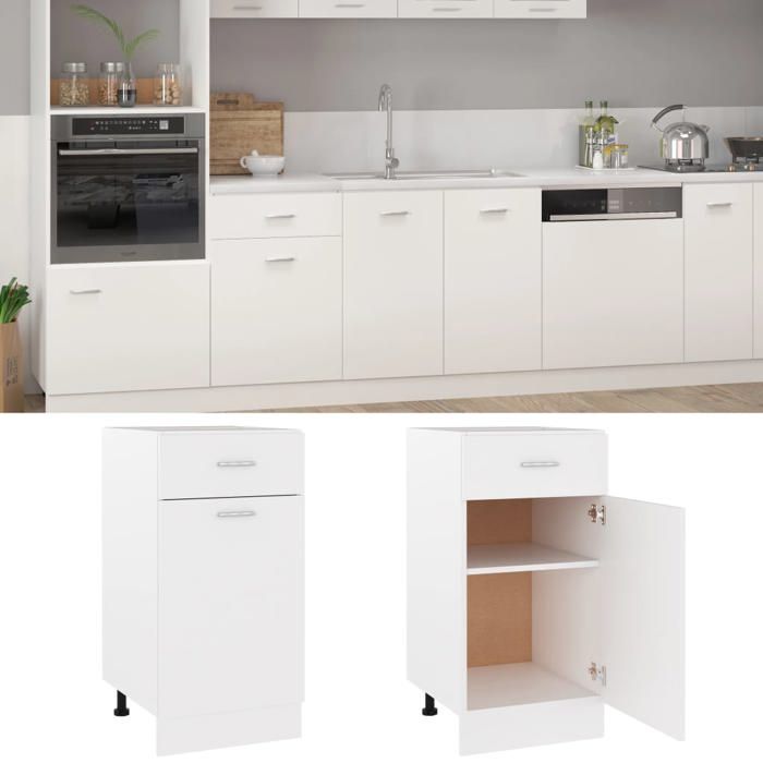 Armoire de plancher à tiroir Meuble bas cuisine Armoire rangement Blanc 40x46x815cm Bois ingénierie 9308034 FrenchDays