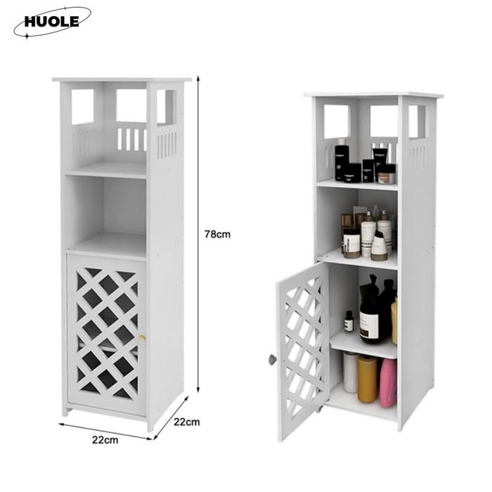Armoire de salle de bain autoportante avec portes et étagères pour le salonBlancla chambrele couloir et plus encore.