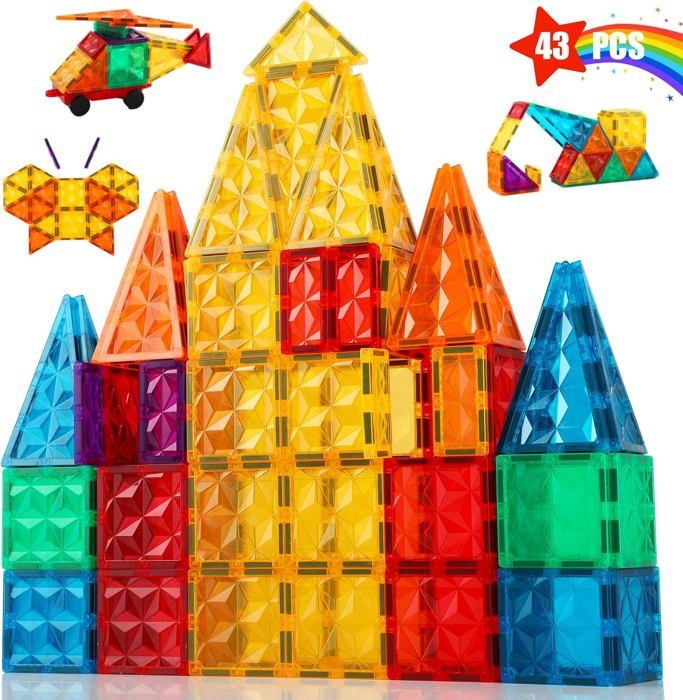 Bloc De Construction Magnétiques Enfant 43 Pièces Construction ...