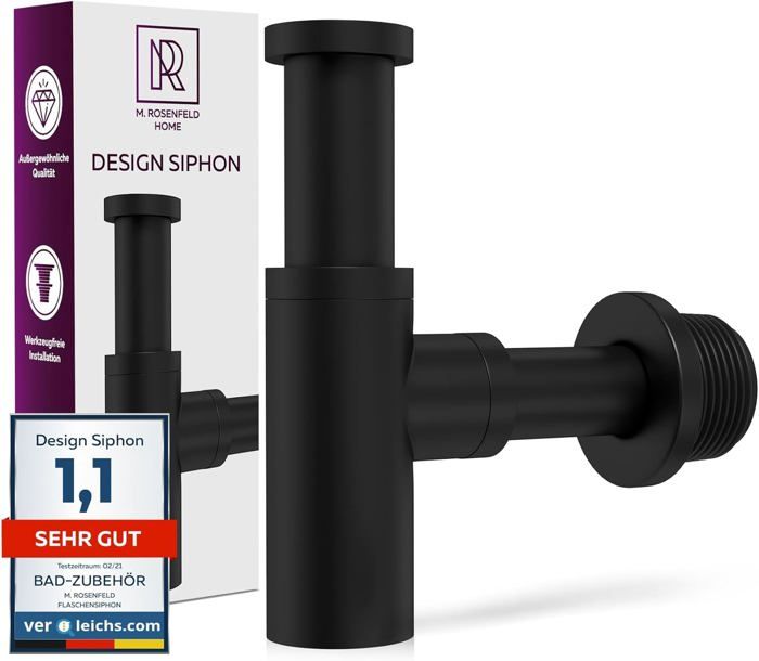 Siphon Lavabo/Évier Universel 1 1/4" - Acier Inoxydable Et Laiton - Anti-Odeurs Anti-Bouchon - Kit Complet - 2