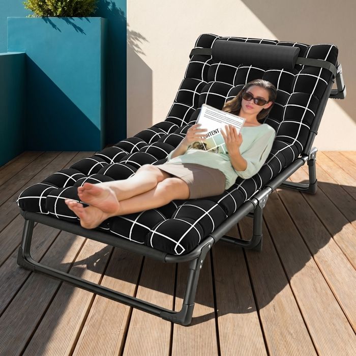 Bain de soleil - Coussin - Dossier réglable - Gris Graphite - Rembourrage en coton confortable