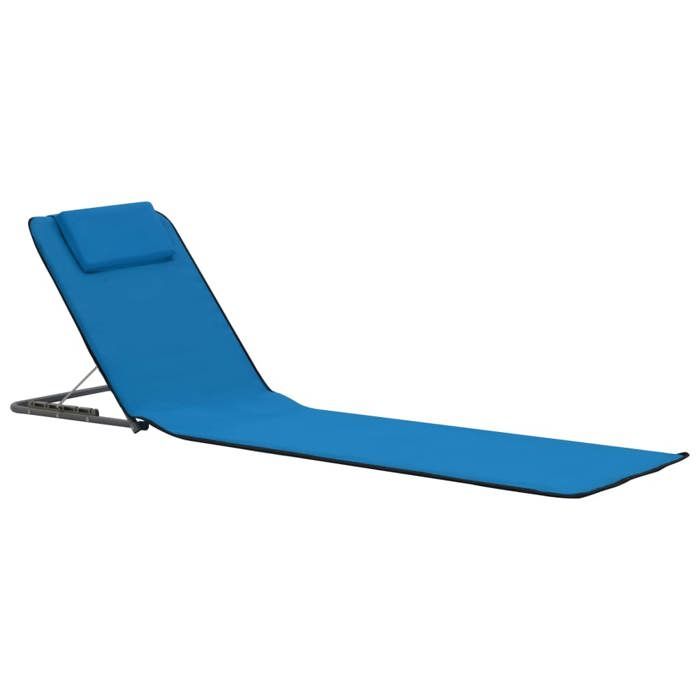 (82325)Bains de soleil/transat CHICTapis de plage pliables 2 pcs Acier et tissu Bleu FR