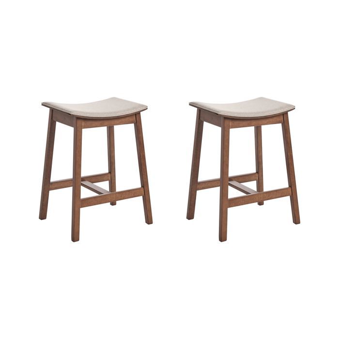 Lot de 2 tabourets de bar DIXON Bois Beige Lot de 2 tabourets de bar DIXON Bois Beige