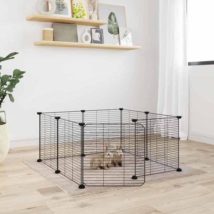 BONNIE® Meuble Cage pour chat/animaux Cage animaux de compagnie à 8 panneaux et porte Noir 35x35 cm EU323161