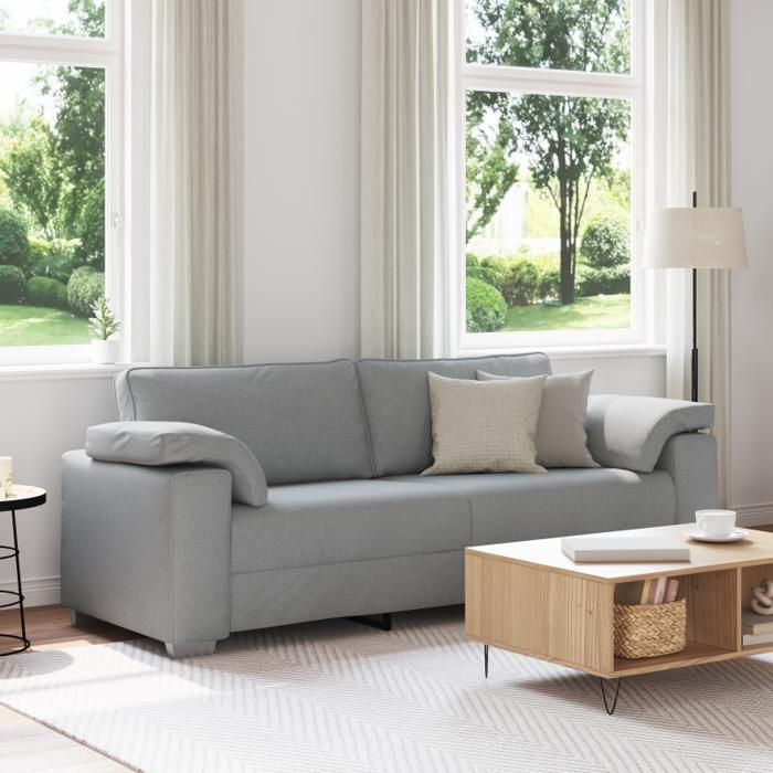 Canapé 3 places Gris clair 178 cm en tissu