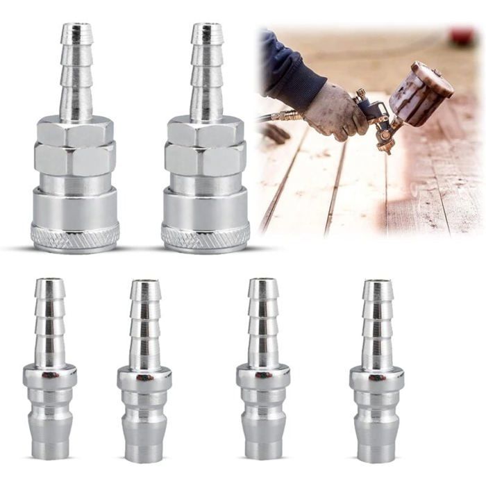6 Embout Pneumatique 8mm Tuyau De Gaz Buse De Cuivre Connecteur Embout pour Tuyau Air Comprimé du Connecteur Rapide Compresseur Em