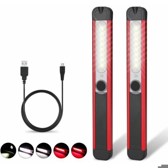 Lampe de Travail USB Rechargeable LED Ultra Puissante avec Clip Magnétique Torche pour Camping et Garage YYV