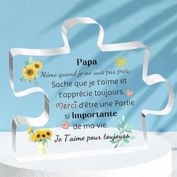 Papa Acrylique Plaque Puzzle Ornements Hommes Fête des Pères Cadeaux Personnalisé Anniversaire Noël Maison Bureau M OBJET DECORATIF