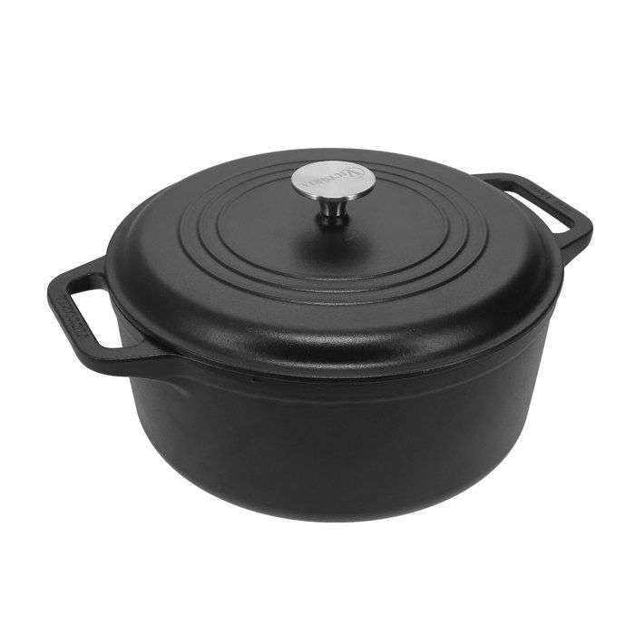 Cocotte Induction Fonte Émaillée 29 cm Dutch Oven 6 6L Sans PTFE et PFOA Victoria 39493 Noir