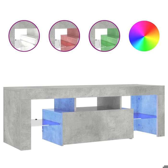 “Winter SaleTOP Armoire TV classique Gris - Meuble TV avec lumières LED gris béton 120x35x40cm PRO94926